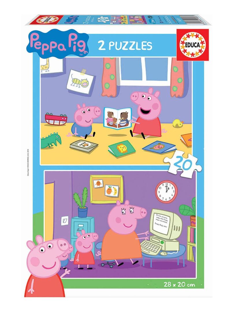 Puzzle 2 x 20 pièces : Peppa Pig N/A - Kiabi