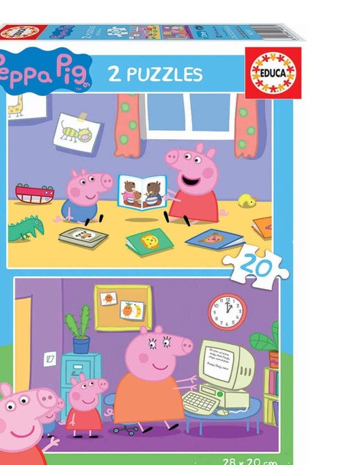 Puzzle 2 x 20 pièces : Peppa Pig - Kiabi