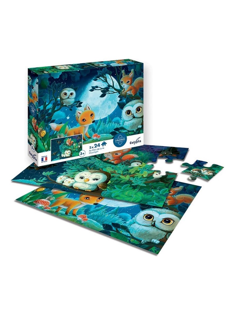 Puzzle 2 x 24 pièces Au Clair de Lune N/A - Kiabi