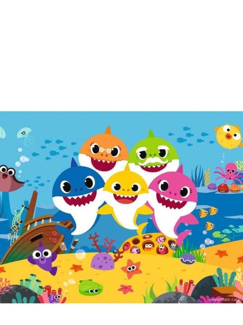Puzzle 2 x 24 pièces : baby shark et sa famille - Kiabi