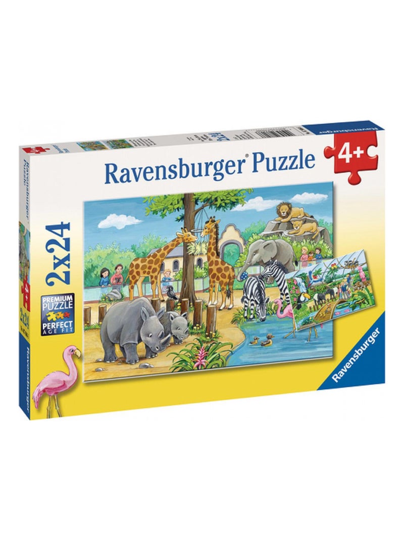 Puzzle 2 x 24 pièces : Bienvenue au zoo N/A - Kiabi