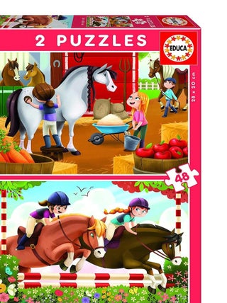 Puzzle 2 x 48 pièces : les chevaux