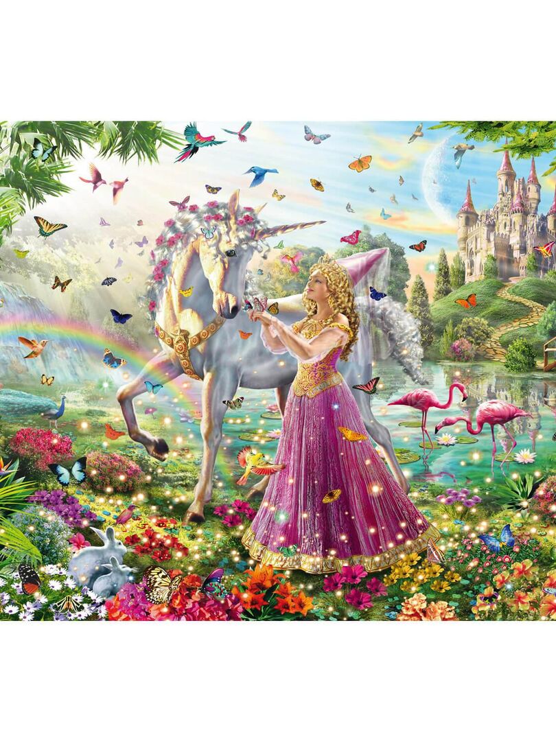 Puzzle 60 pièces : Licorne dans un jardin enchanté - N/A - Kiabi