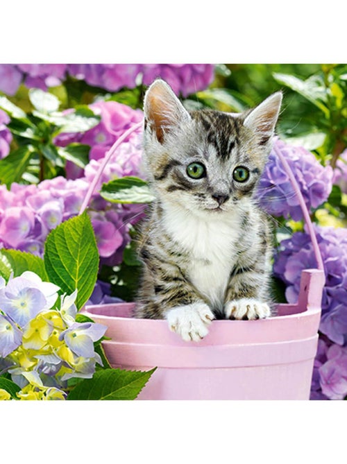 Puzzle 200 pièces : Chaton dans son panier - Kiabi