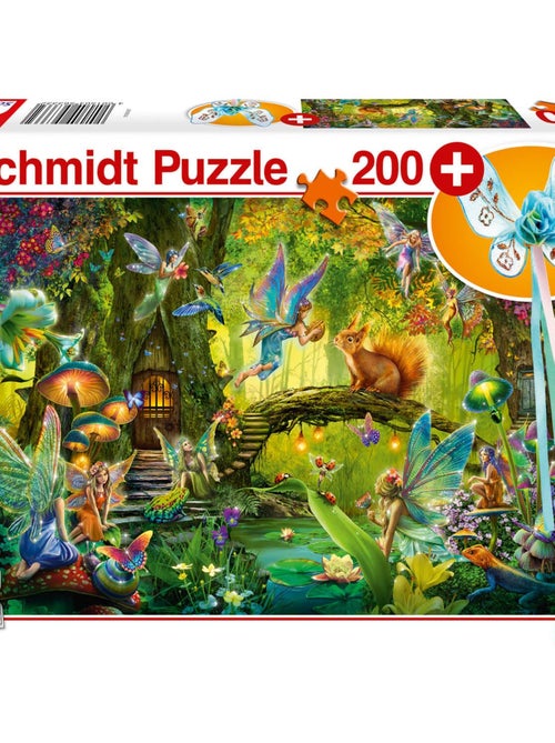 Puzzle 200 pièces : Fées dans la forêt, avec baguette magique - Kiabi