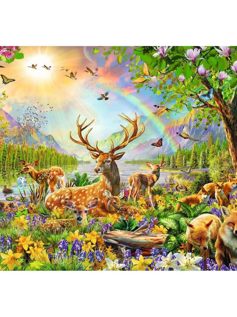 Puzzle 200 pièces XXL :  Famille de cerfs et autres animaux N/A - Kiabi