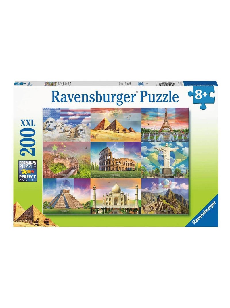 Puzzle 200 pièces XXL : Les monuments du monde N/A - Kiabi