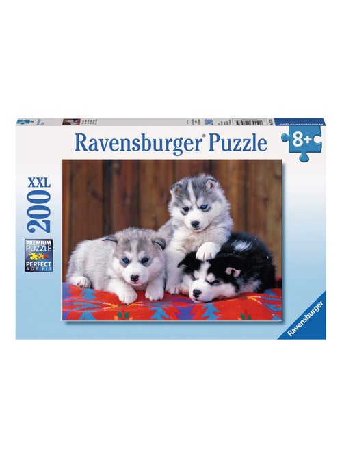 Puzzle 200 pièces XXL : Mignons huskies - Kiabi