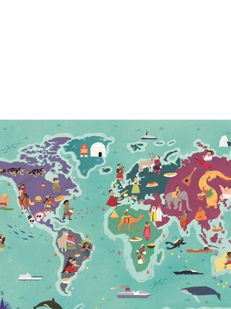 Puzzle 250 pièces Exploring Maps : Monde - Traditions et Gastronomie N/A - Kiabi