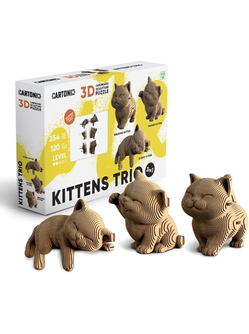 Puzzle 254 pièces 3d trio de chatons - Kiabi