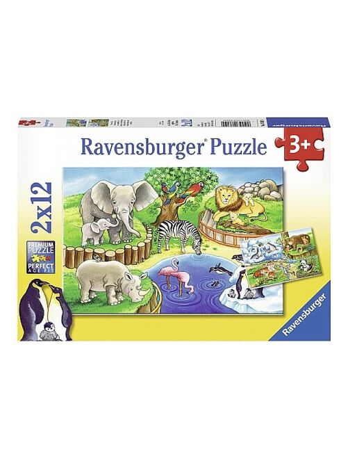 Puzzle 2x12 pieces les animaux du zoo - Kiabi