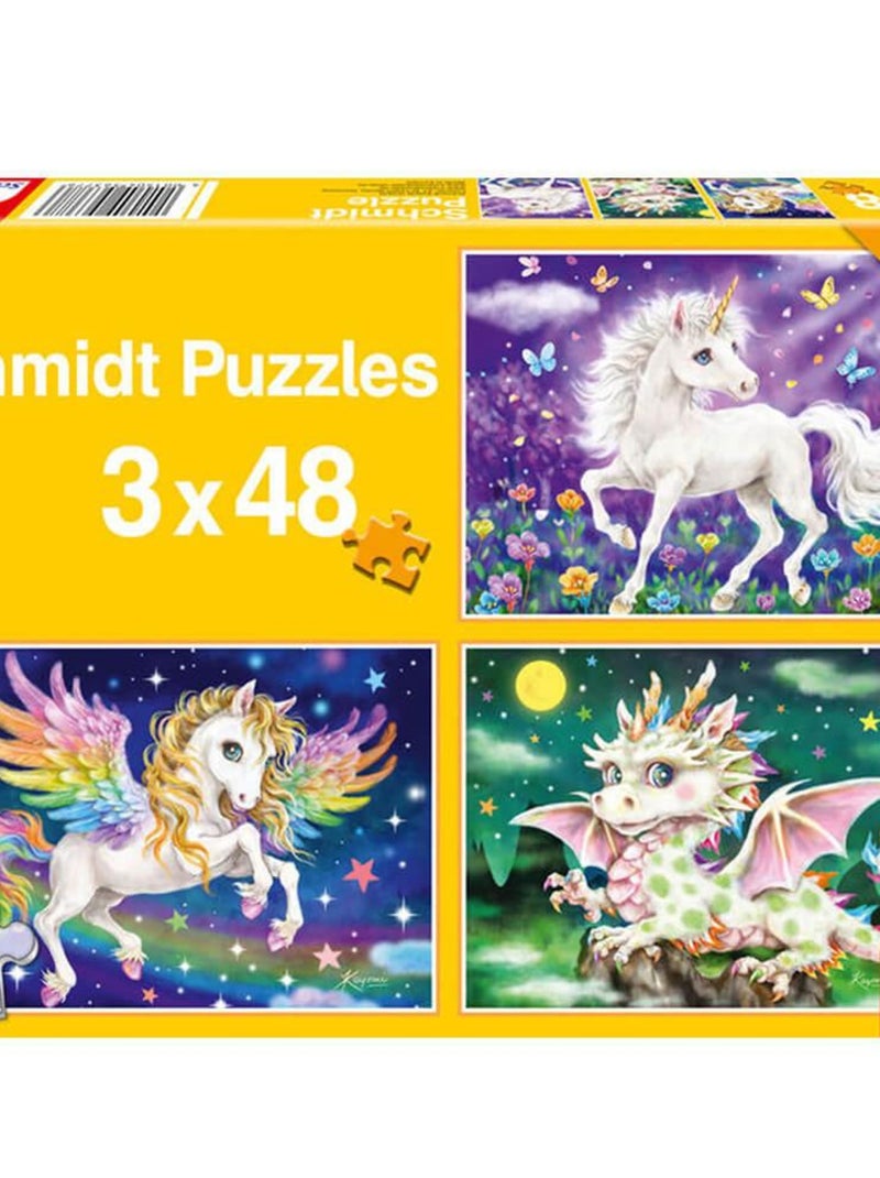 Puzzle 3 x 48 pièces : Animaux fantastiques N/A - Kiabi