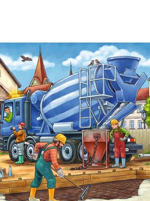 Puzzle 3 x 49 pièces : grands véhicules de construction - Kiabi
