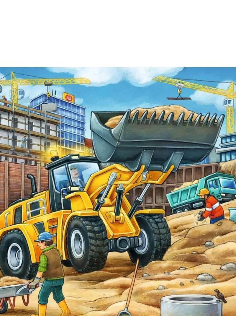 Puzzle 3 x 49 pièces : grands véhicules de construction N/A - Kiabi