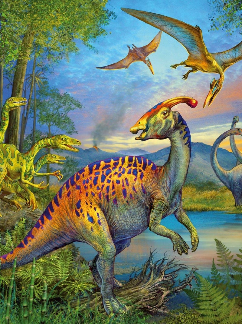 Puzzle 3 x 49 pièces : La fascination des dinosaures N/A - Kiabi