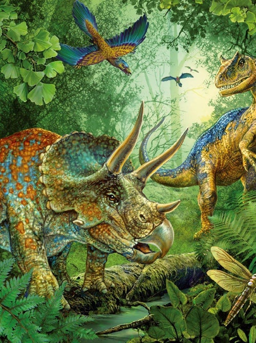 Puzzle 3 x 49 pièces : La fascination des dinosaures - Kiabi