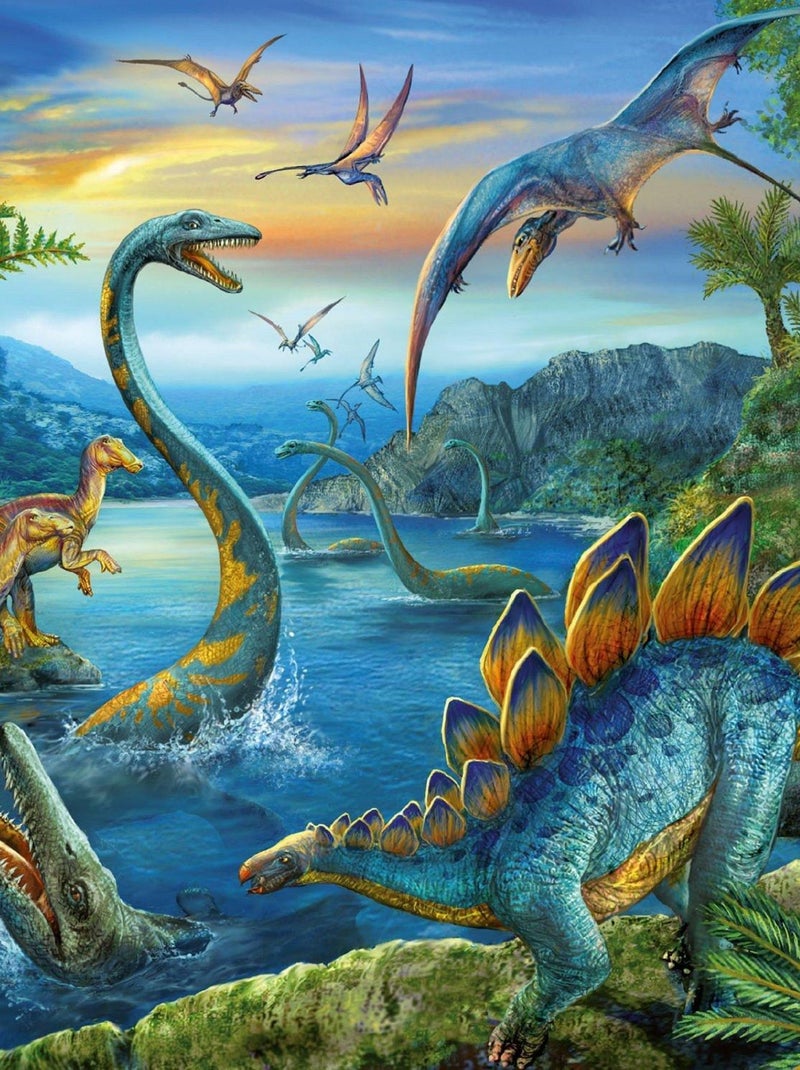Puzzle 3 x 49 pièces : La fascination des dinosaures N/A - Kiabi