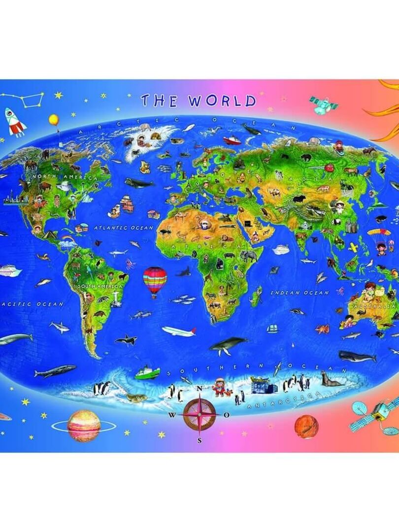 Carte Du Monde, Géographique Puzzle 300 Pièces Env. 50x35 CM Dans  Boîte-cadeau
