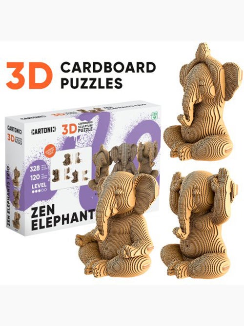 Puzzle 328 pièces 3d trio d'éléphants - Kiabi