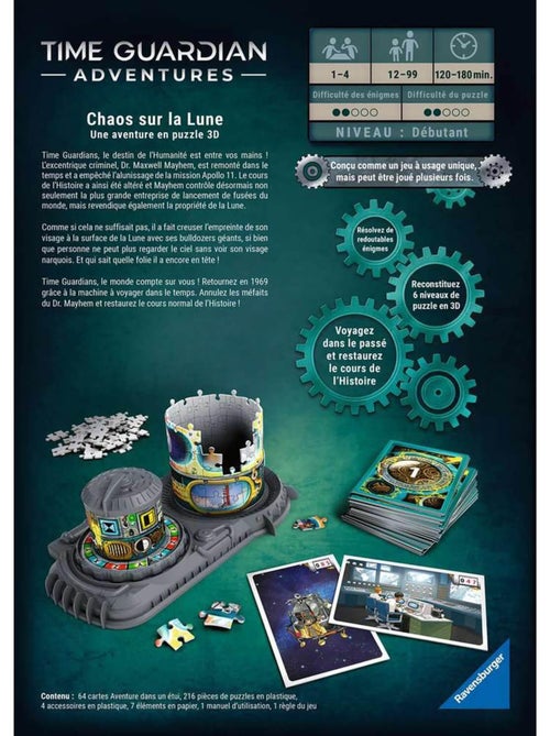 Puzzle 3D 216 pièces : Time Guardian Adventures : Chaos sur la Lune - Kiabi