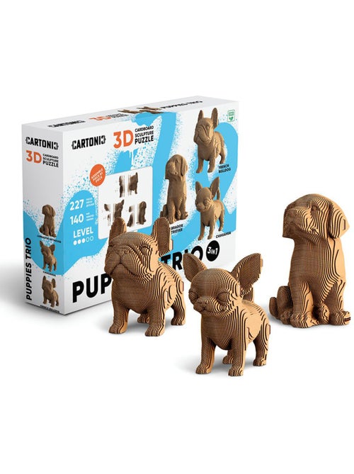 Puzzle 3d 227 pièces trio de chiots - Kiabi