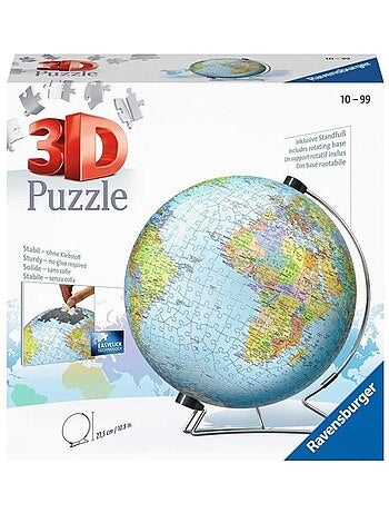 Puzzle 3d globe 540 pièces - ravensburger - éducatif pour enfants - sans colle - dès 12 ans