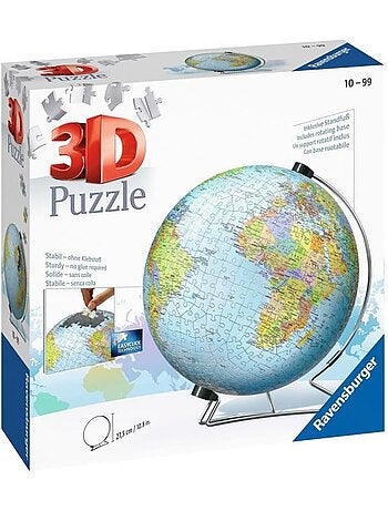 Puzzle 3d globe 540 pièces - ravensburger - éducatif pour enfants - sans colle - dès 12 ans