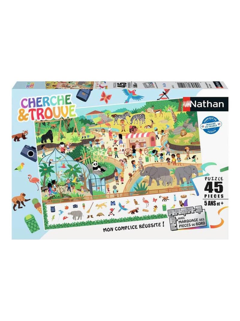 Puzzle 45 pièces : Cherche et trouve : Au zoo N/A - Kiabi