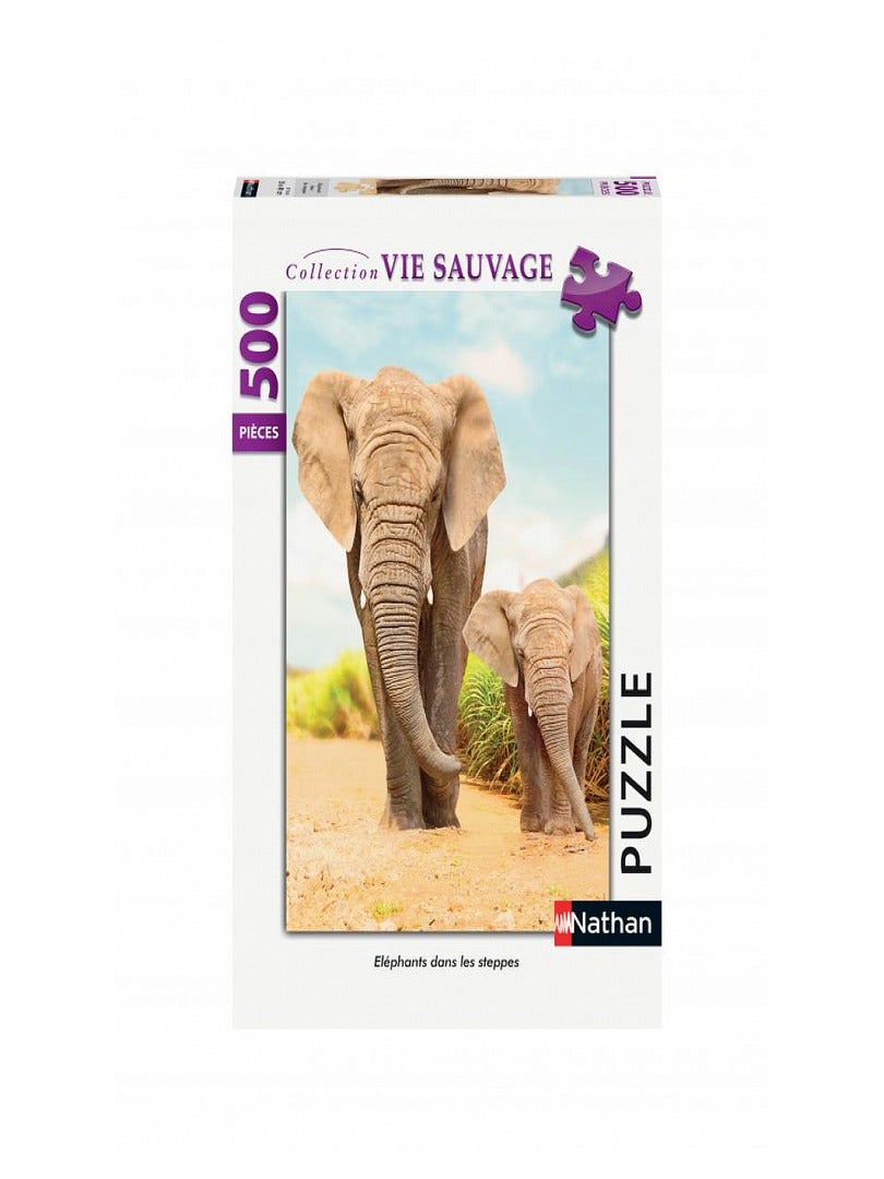 Puzzle 500 P  Elephants Dans Les Steppes N/A - Kiabi