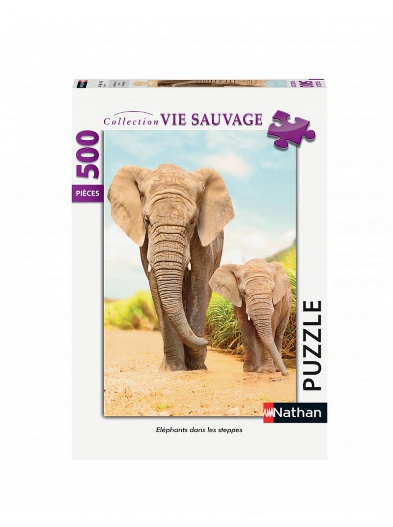 Puzzle 500 P  Elephants Dans Les Steppes N/A - Kiabi