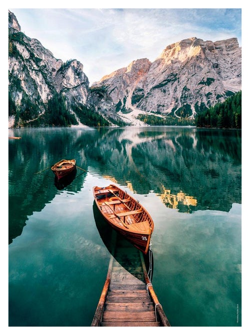Puzzle 500 Pièces - Les Barques Du Lac De Braie, Italie - Nathan - Kiabi