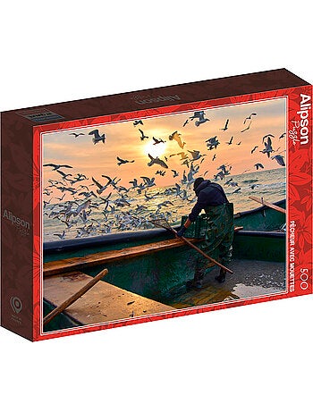 Puzzle 500 pièces Pêcheur avec Mouettes - Fabriqué en France
