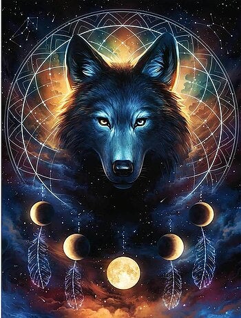 Puzzle 500 pièces phosphorescent : Star Line : Loup lumineux