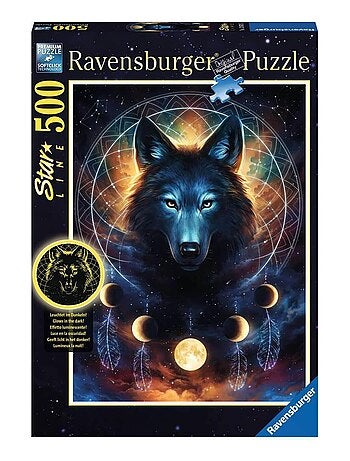 Puzzle 500 pièces phosphorescent : Star Line : Loup lumineux