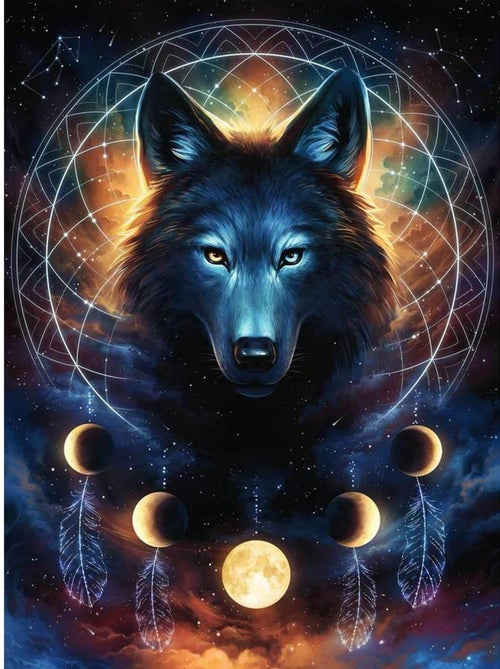 Puzzle 500 pièces phosphorescent : Star Line : Loup lumineux - Kiabi