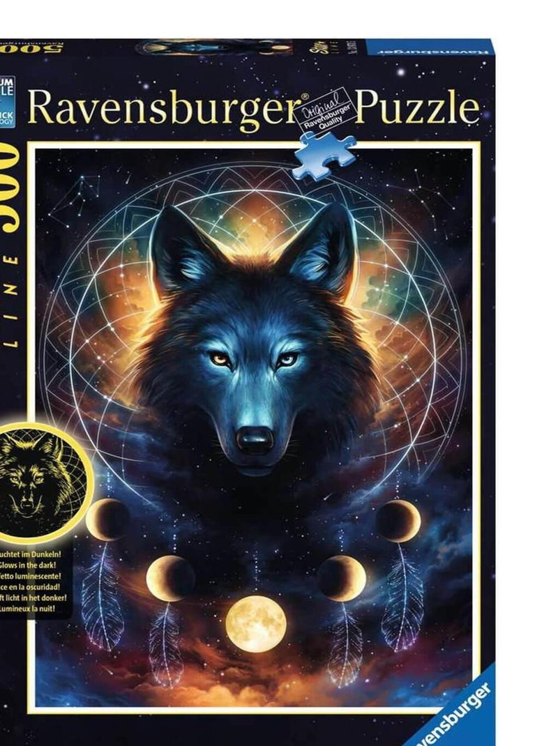 Puzzle 500 pièces phosphorescent : Star Line : Loup lumineux N/A - Kiabi