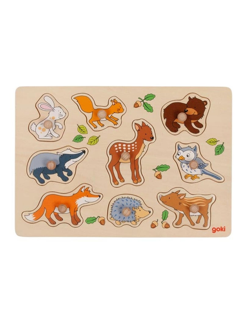 Puzzle à boutons Animaux des bois 9 éléments Multicolore - Kiabi