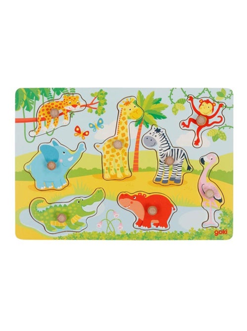 Puzzle à boutons bébés animaux d'Afrique 8 éléments - Kiabi