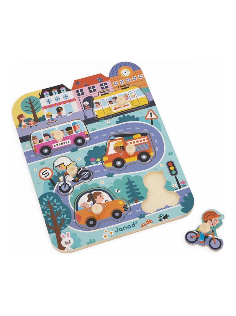 Puzzle à encastrement en bois Dans la ville (6 pièces) N/A - Kiabi