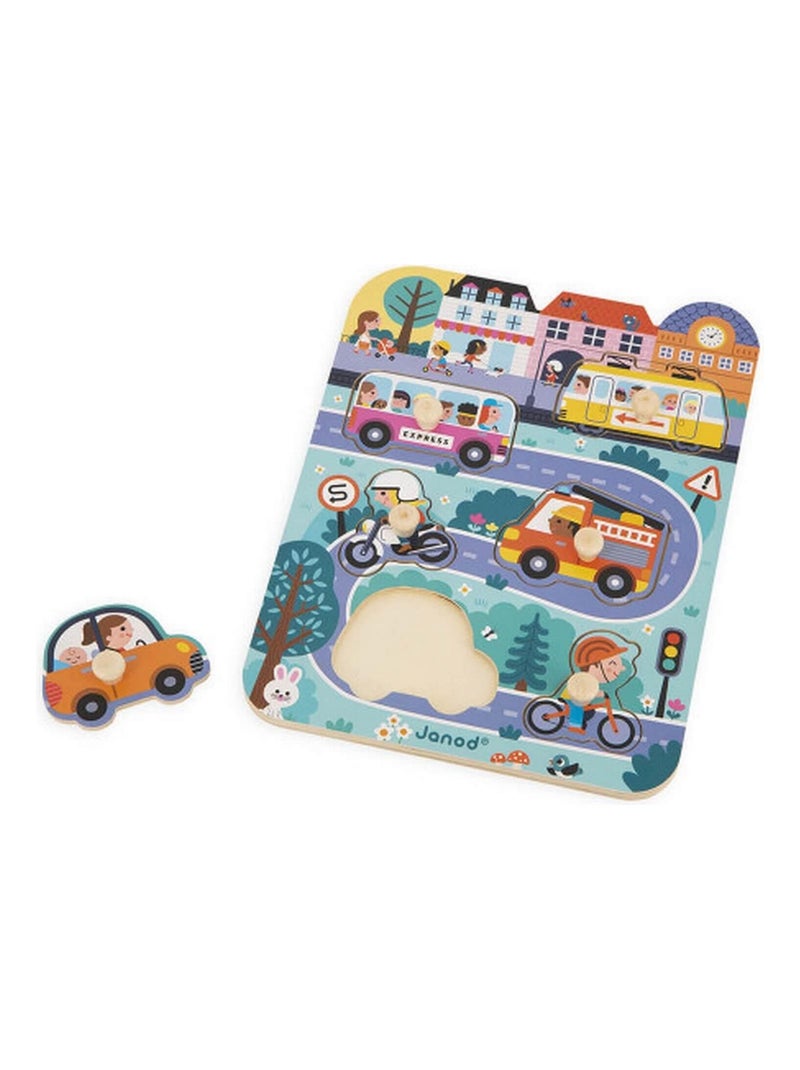 Puzzle à encastrement en bois Dans la ville (6 pièces) N/A - Kiabi