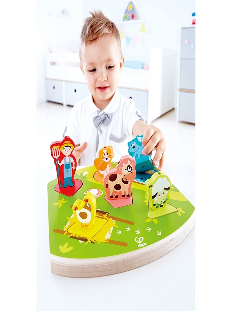 Ravensburger 060443 puzzle cadre 15 pièces la ferme les animaux et le tracteur vert
