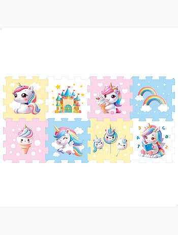 Puzzle bébé licorne tapis 8 pièces caoutchouc eva c'baby