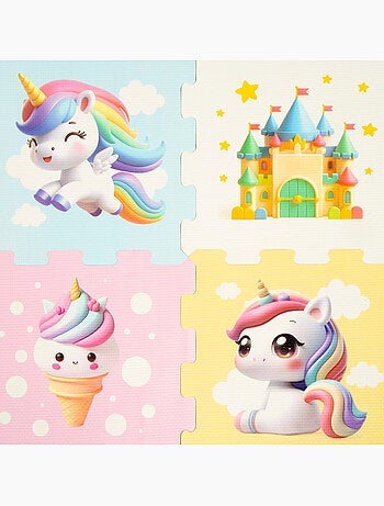 Puzzle bébé licorne tapis 8 pièces caoutchouc eva c'baby