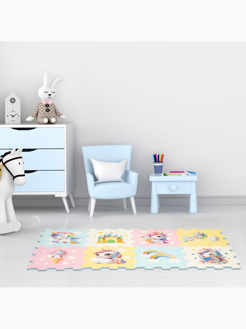 Puzzle bébé licorne tapis 8 pièces caoutchouc eva c'baby N/A - Kiabi