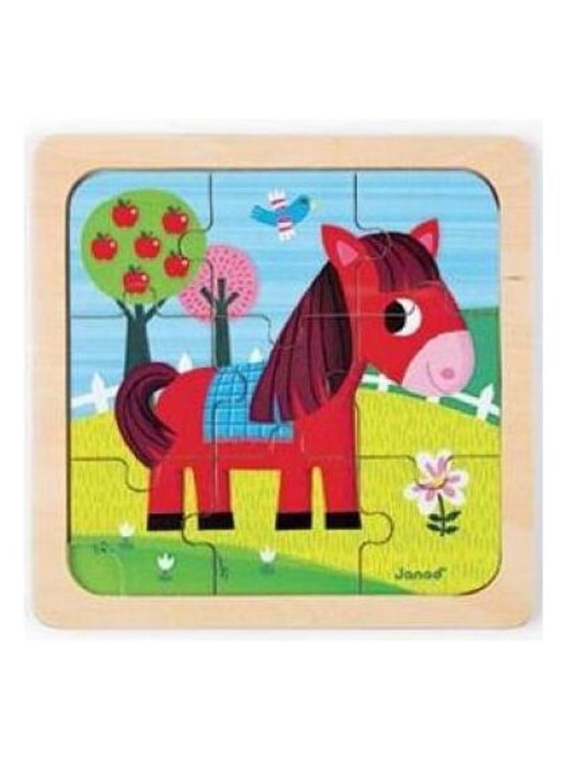 Puzzle Bois Carre Cheval Tornado 9 Pieces N/A - Kiabi
