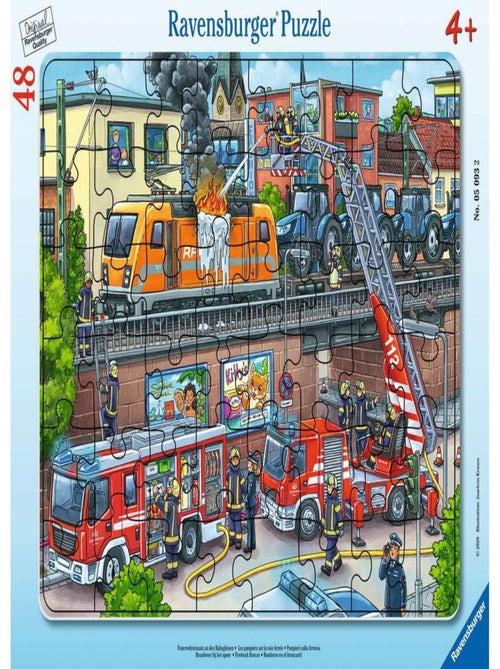 Puzzle cadre 30-48 pièces - Les pompiers sur la voie ferrée - Kiabi