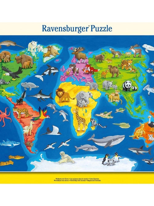Puzzle cadre : 30 pièces : Les animaux dans le monde - Kiabi