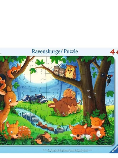Puzzle cadre 35 pièces : les petits animaux s'endorment - Kiabi