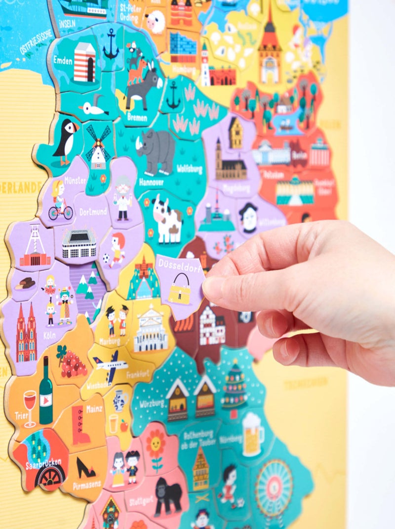 Puzzle carte d'Allemagne magnétique Bleu - Kiabi