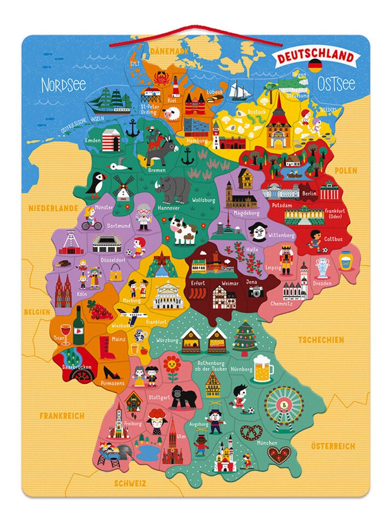 Puzzle carte d'Allemagne magnétique Bleu - Kiabi